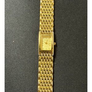 Elgin Watch Women OS Gold Tone EL 352 5Y30 Rectangle Analog Quartz Dress Watch